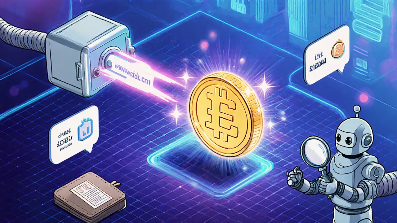 Animated scene showing a £1,000 crypto transaction with Travel Rule details.