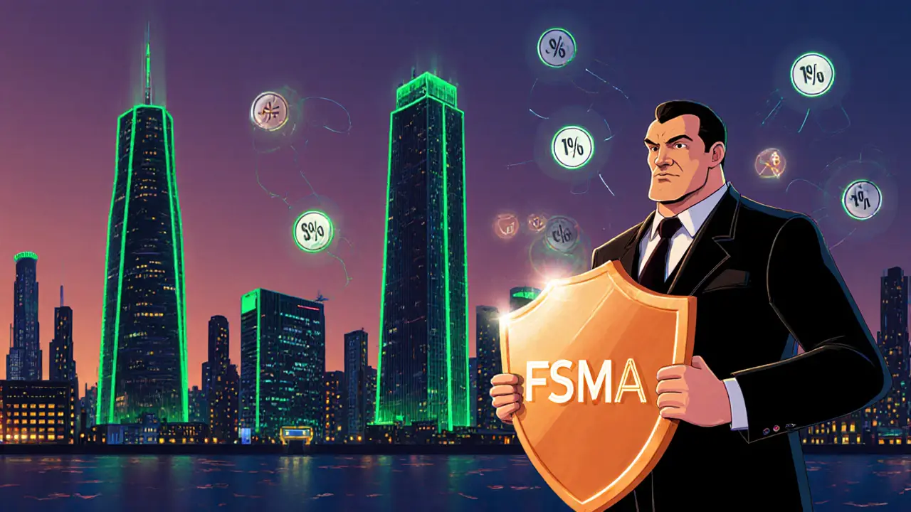 Futuristic London skyline illustrating the upcoming FSMA regime for crypto firms.