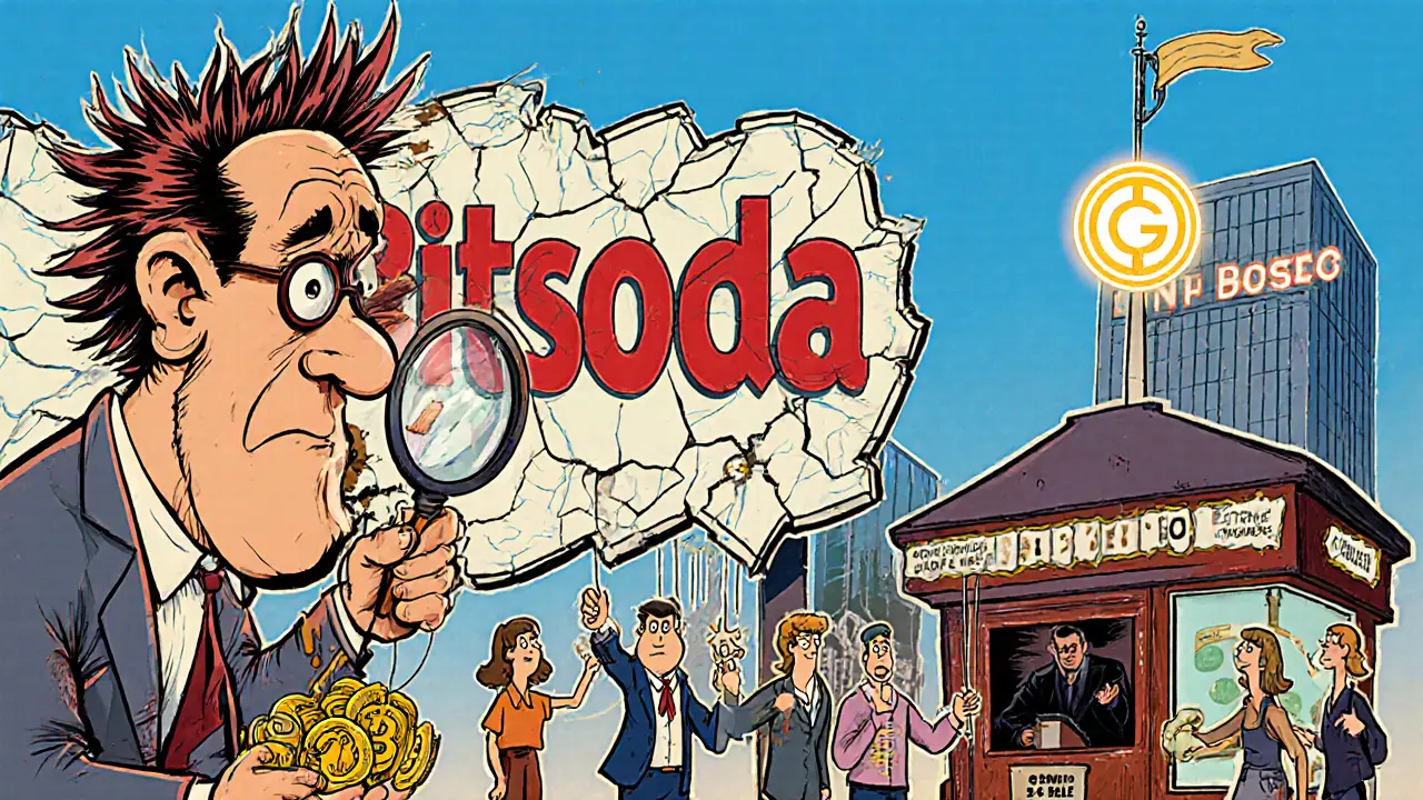 A cartoon &#039;Crypto Professor&#039; watches as people hand over wallets to a puppet master, while legitimate exchanges glow safely in the background.