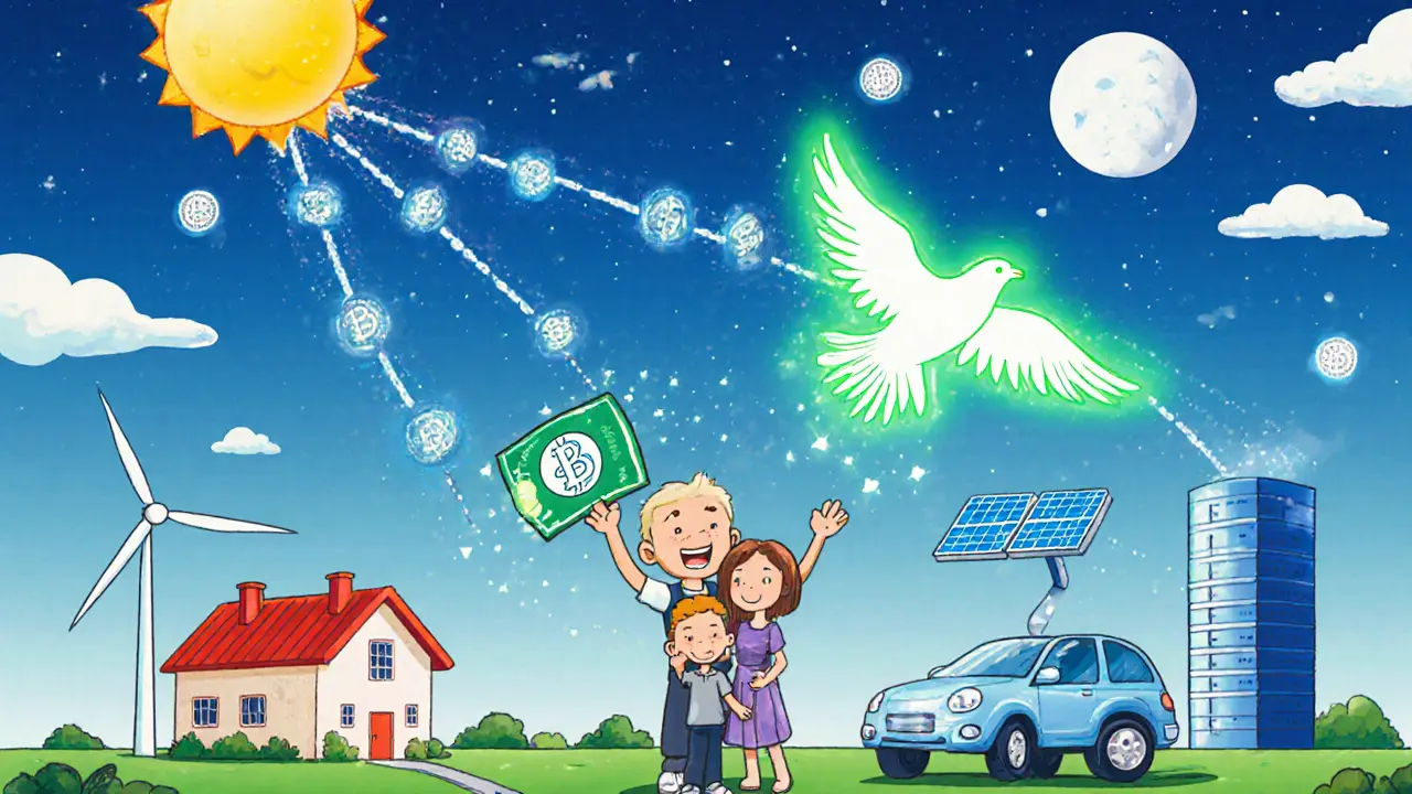 Global network of energy sources connected by glowing blockchain chains, symbolizing the Energy Internet.