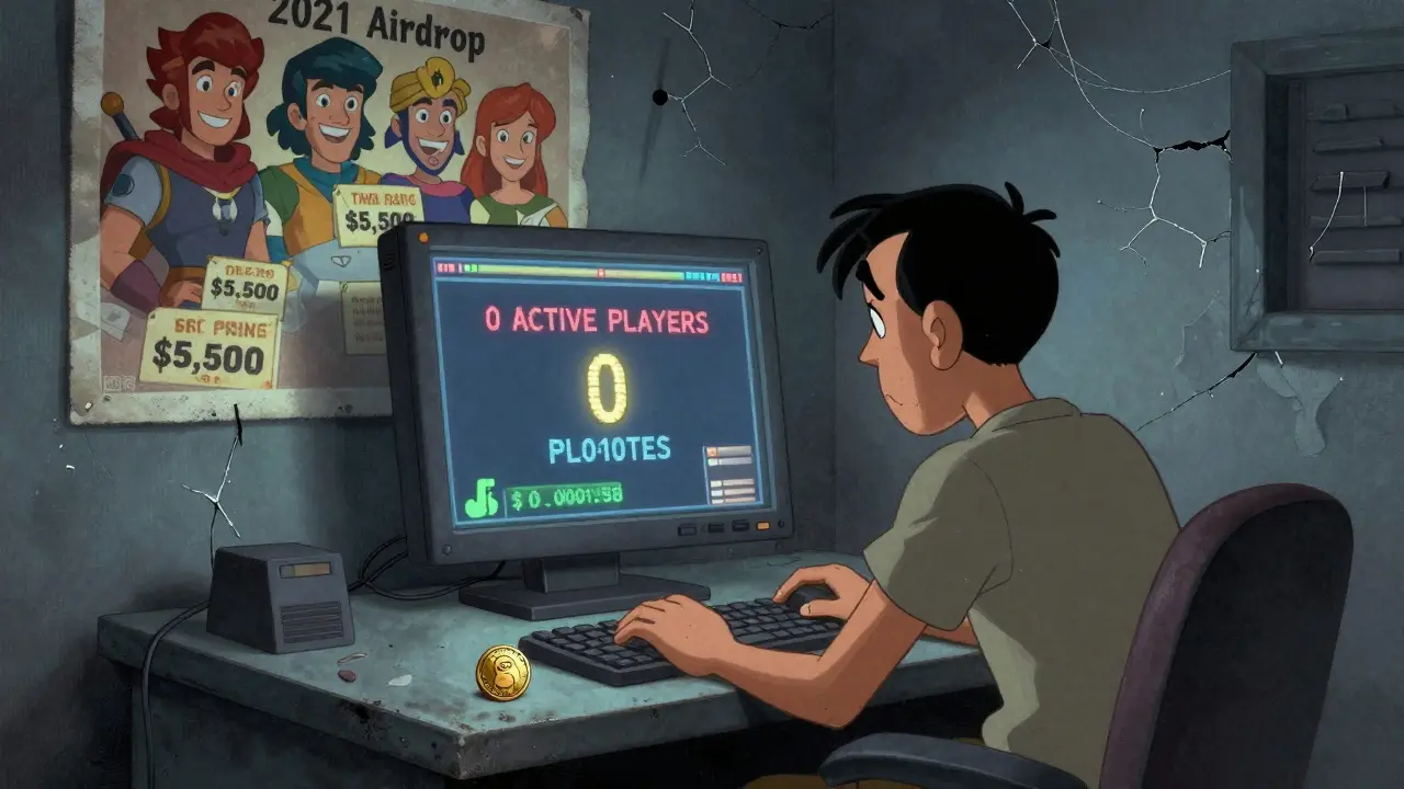 A lonely player sits before a dead Hero Arena game screen with a single worthless HERA token.