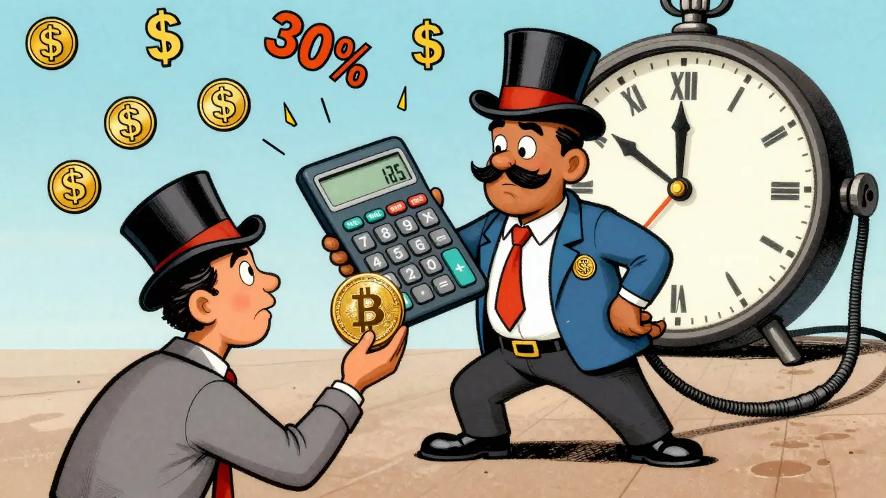 Indian tax auditor raining 30% taxes on a confused crypto user