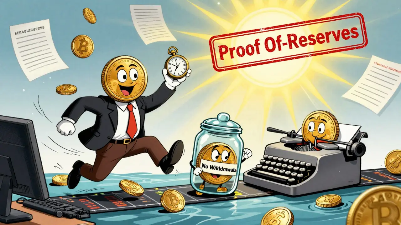Anthropomorphic coins trade on a ticker tape river; Kraken's coin is calm, Robinhood's is trapped in a jar.