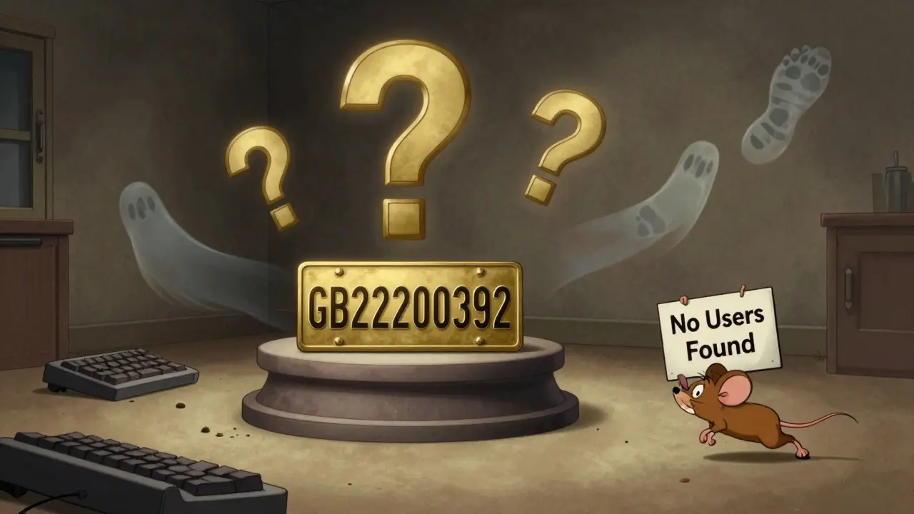 A gold license on a pedestal surrounded by floating question marks and ghostly footprints leading nowhere.