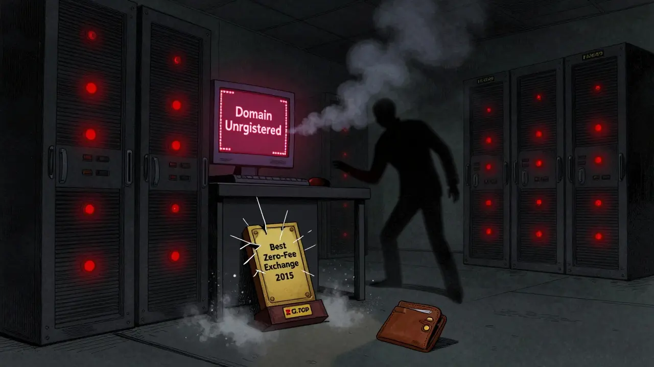 Dark server room with dead machines and a vanished figure, a forgotten ZG.TOP wallet on the floor amid swirling dust.