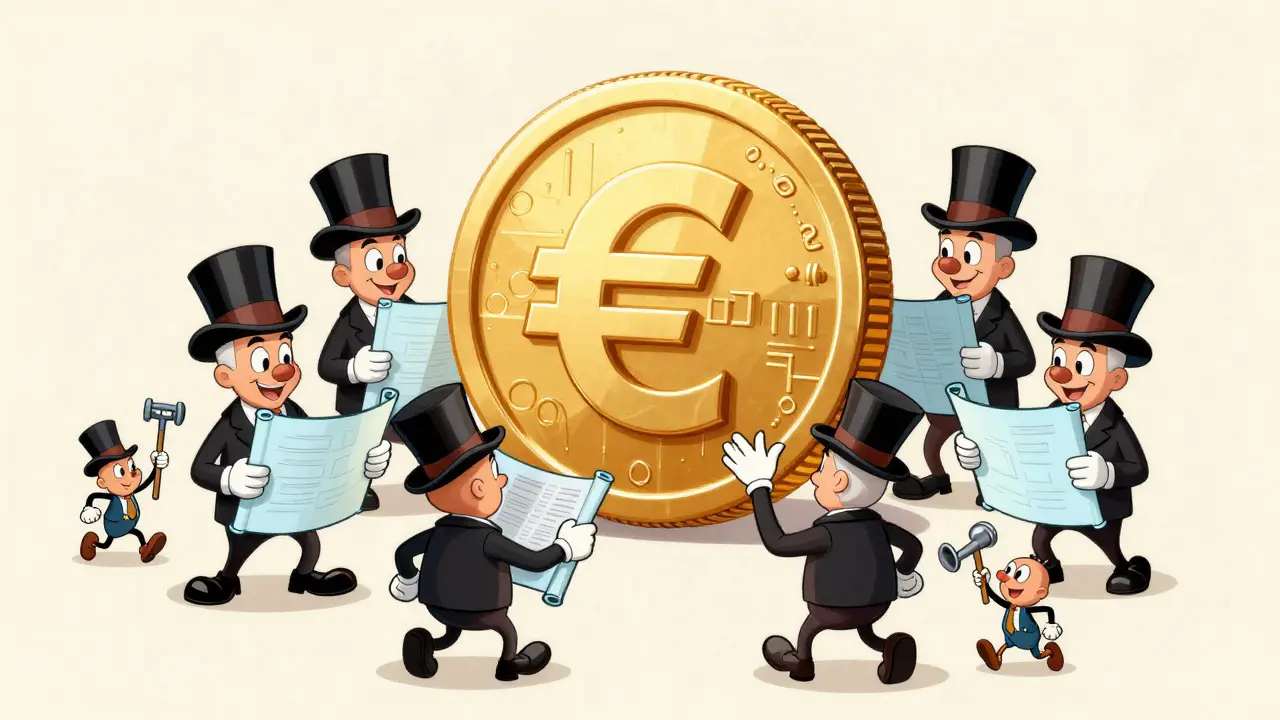 Anthropomorphic banks building a secure, regulated European Euro stablecoin.