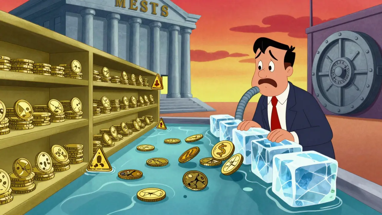 Compliance illustration showing contaminated versus clean cryptocurrency assets