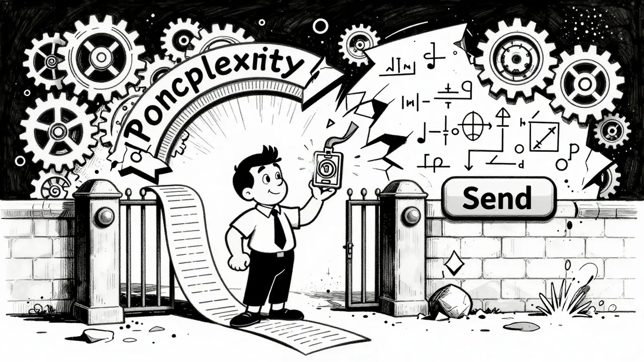 Fleischer style illustration of a character using a digital identity badge to pass through a gate.