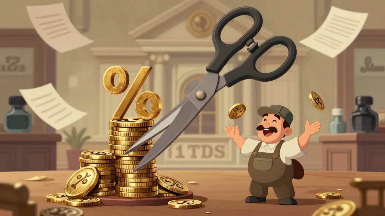 Vintage cartoon scales showing coins being cut by large scissors representing taxes