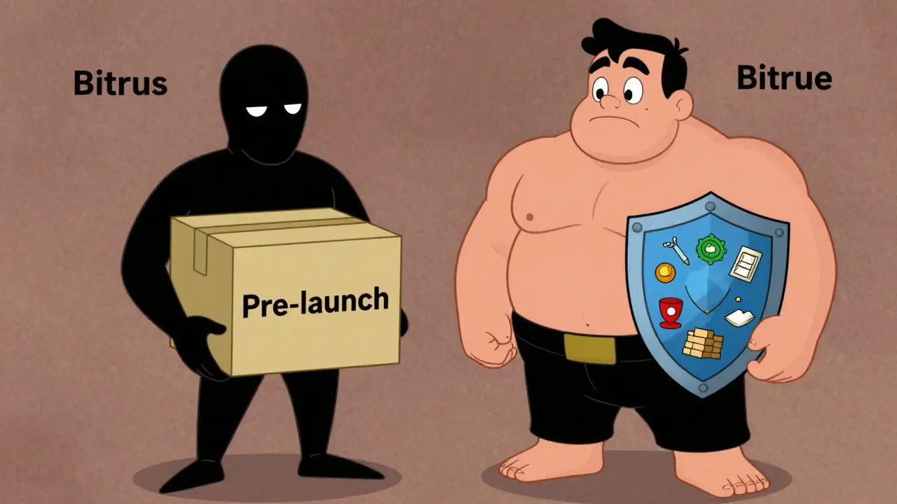 Illustration comparing shady new crypto exchange vs established secure platform