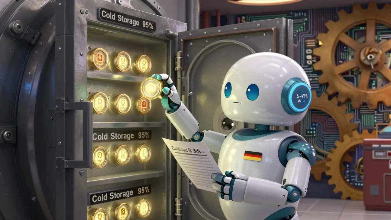 Robot custodian securing assets in cold storage vault