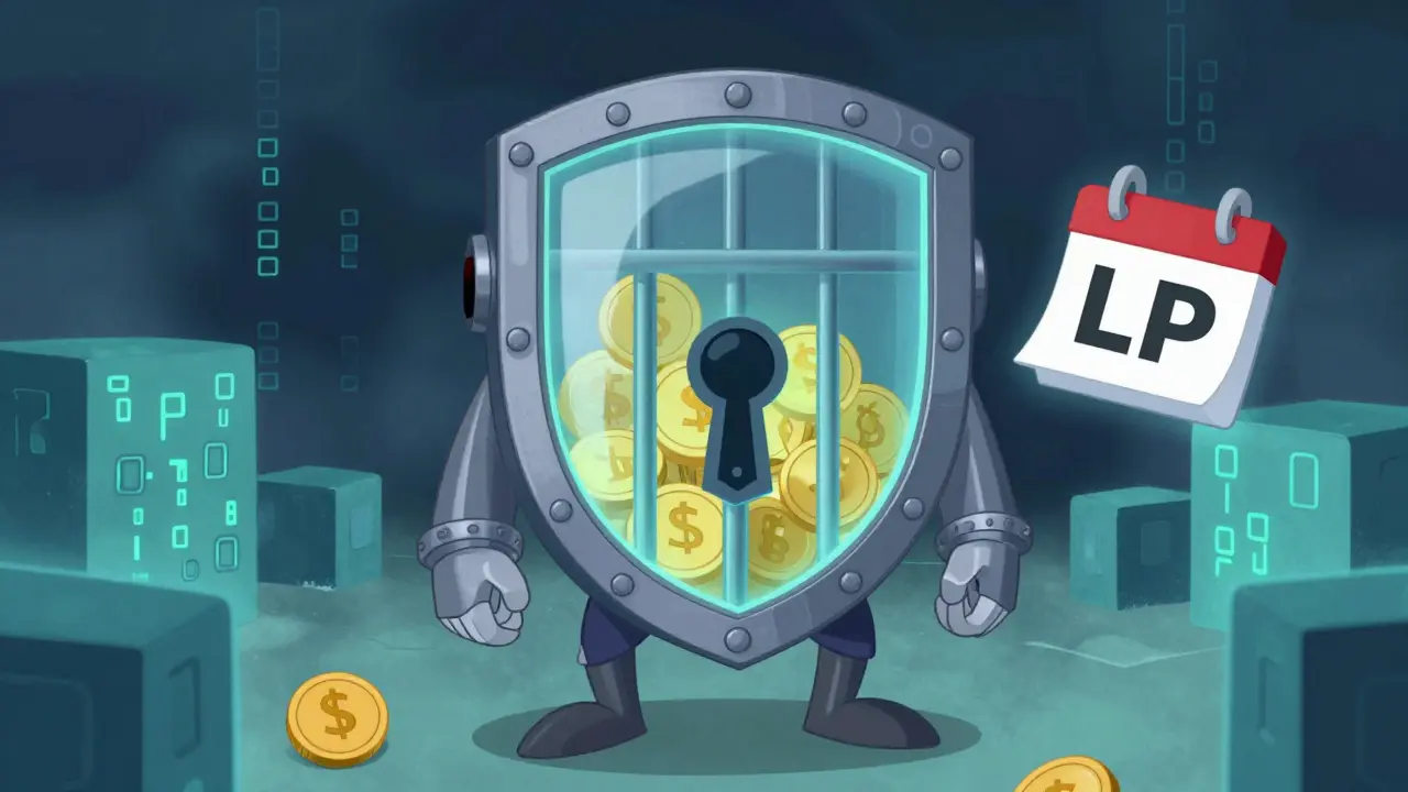 Smart contract lock securing tokens in a vault
