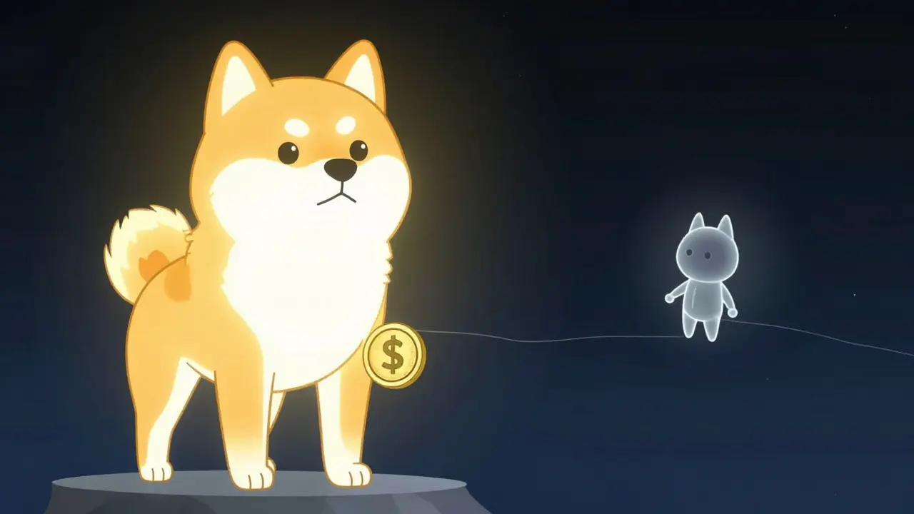 Tiny SHEI token compared to large SHIB and DOGE