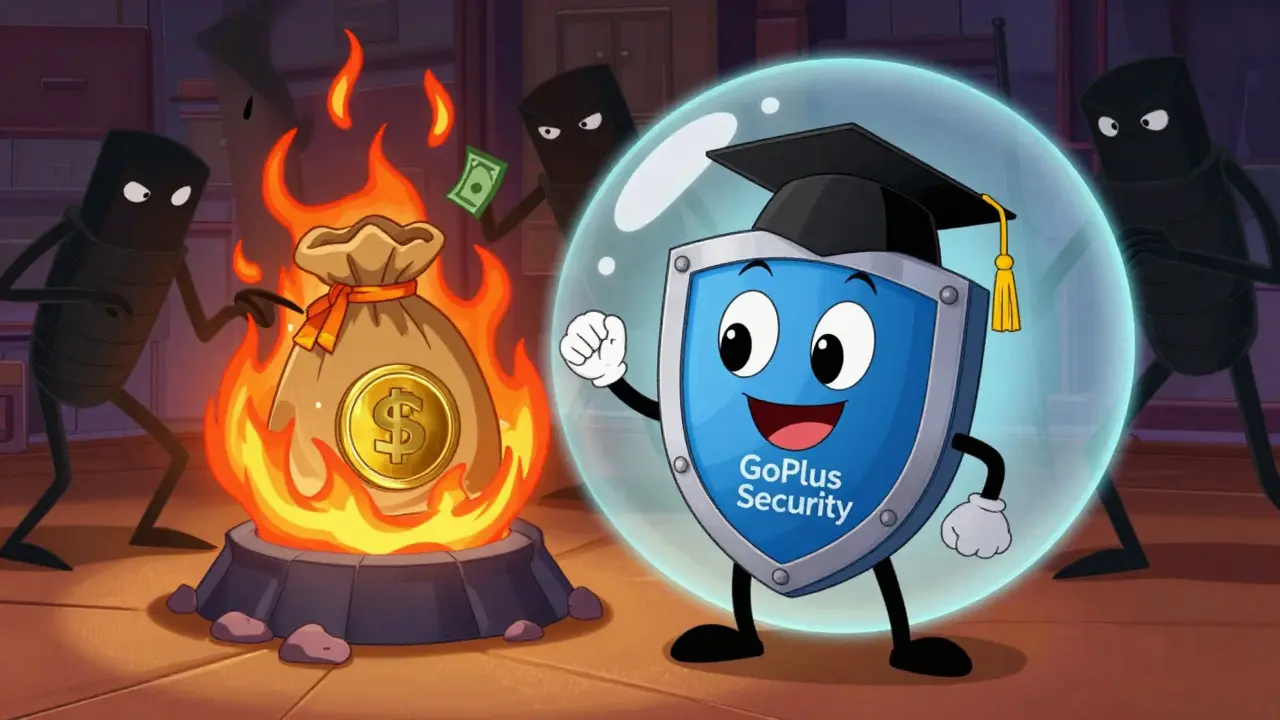 Token character protected by security shield while liquidity is burned