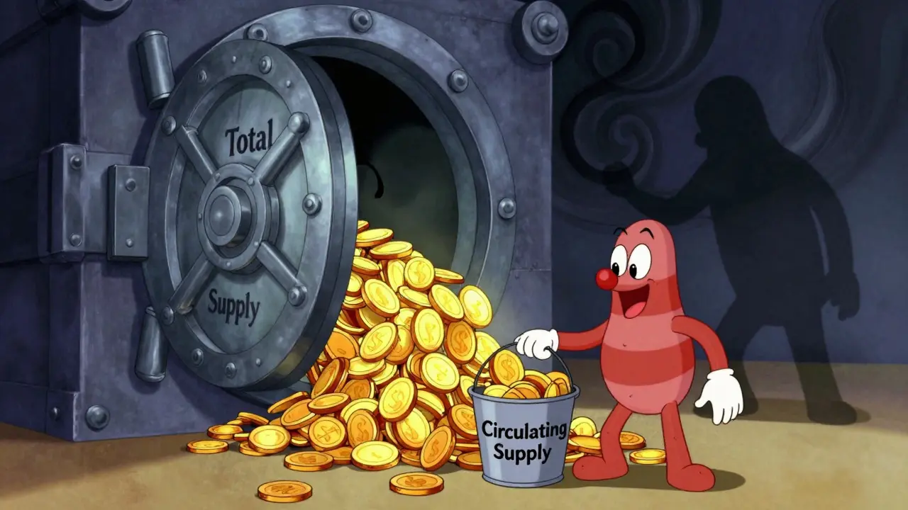 Illustration showing circulating supply flowing from a vault