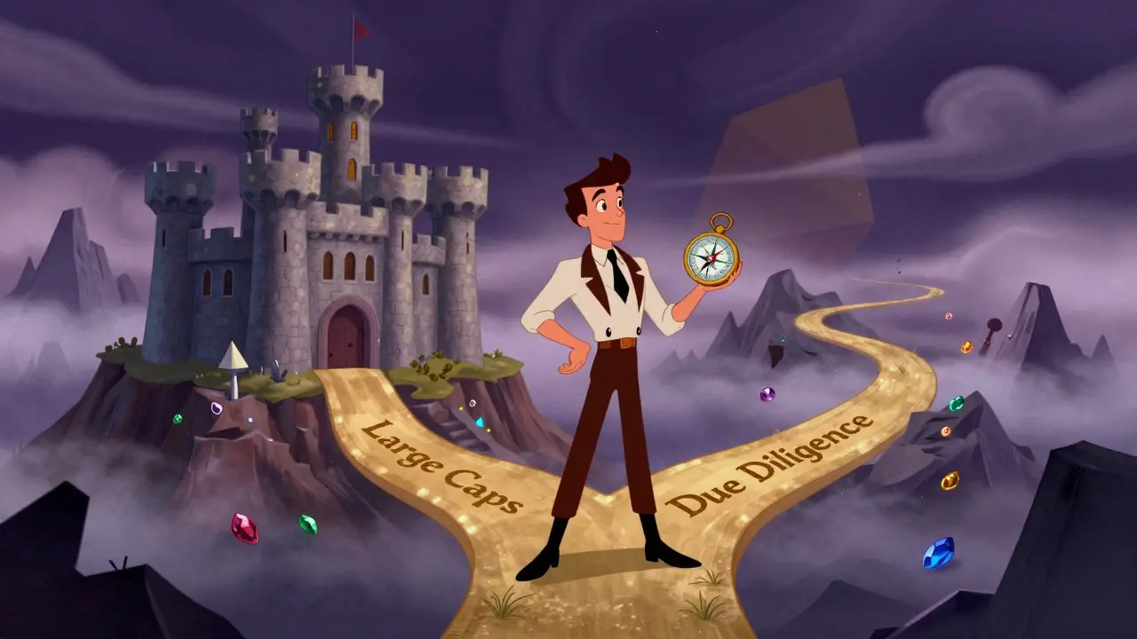 Animator character choosing between safe castle and risky path