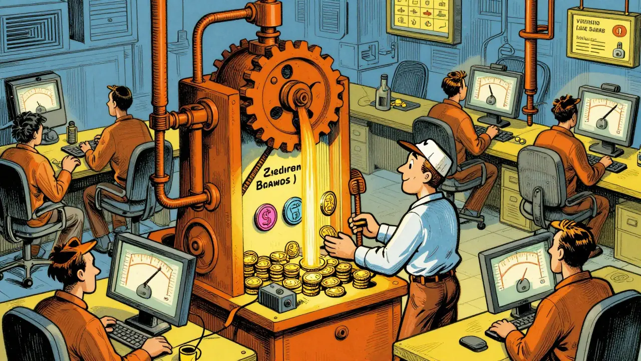 Industrial machine converting liquidity inputs into CSS token rewards