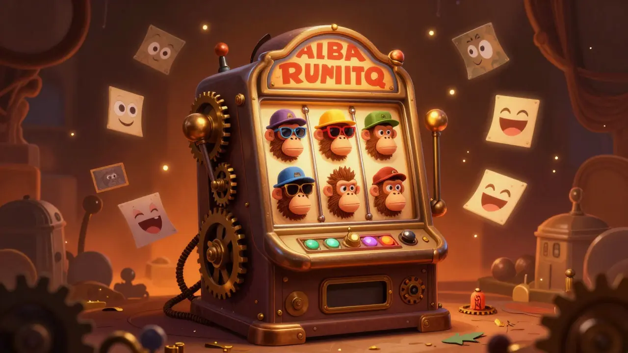 Slot machine generating rare cartoon ape traits