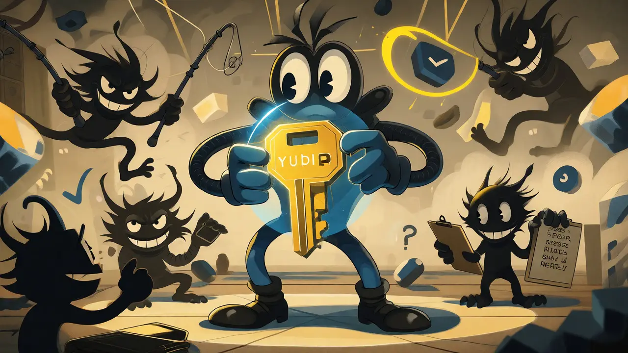 Character shielding crypto wallet with hardware key against phishing imps